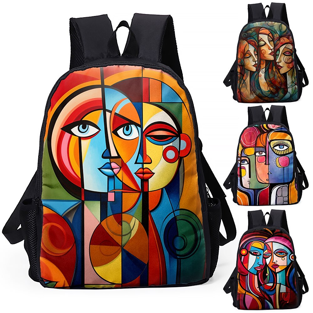 Sac à dos abstrait avec portrait féminin pour adolescentes – Sac d'école coloré avec imprimé artistique et grande capacité pour les filles élégantes de 2025 ? $26.99 –P10