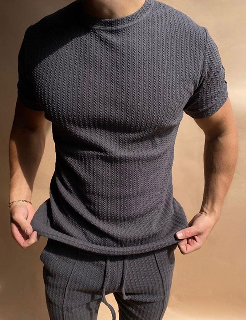Men's T Shirt Tee Top Short Sleeves Crew Neck Summer Plain Pit Strip Fashion Designer Basic Vacation Street Going out Black White Top Tee for Men 2025 - AU $26.47 –P6