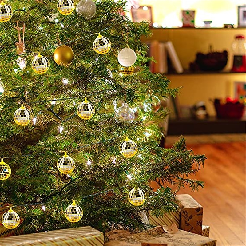 2025年 ディスコボールミラー LED パーティーライトストリングクリスマスランタン休日の壁窓木の装飾屋内屋外パティオパーティー庭庭子供寝室リビング 1.5 メートル/3 メートル 10led/20led コレクション – $14.99 –P2
