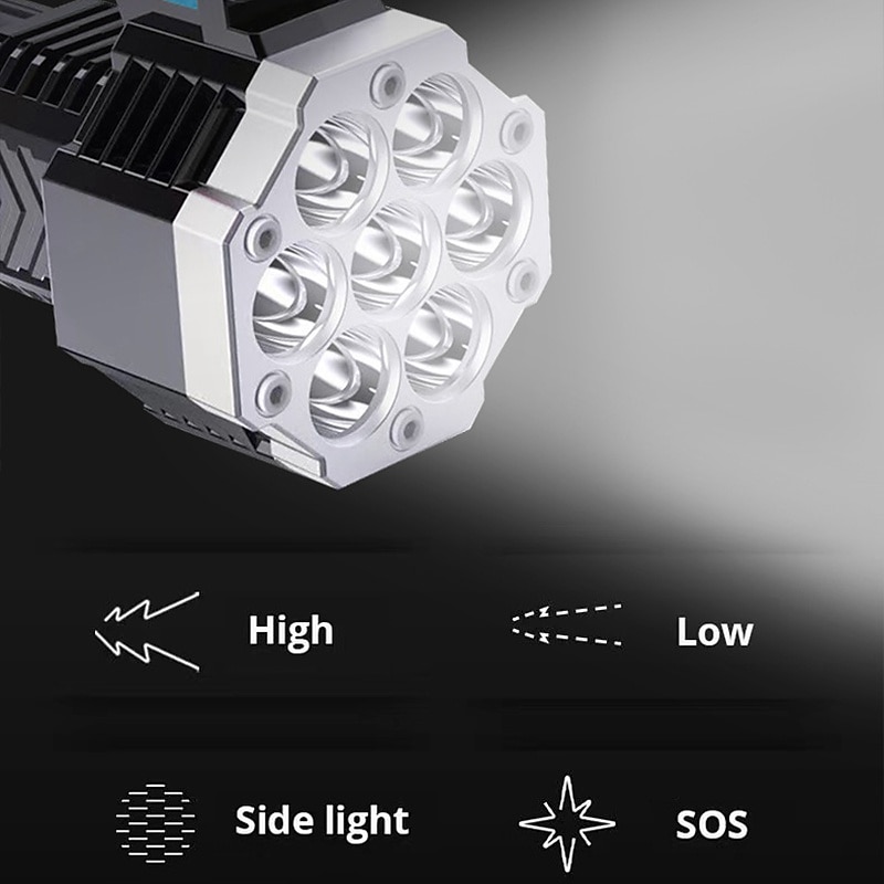 2025年 ハイパワー 7 LED 懐中電灯トーチ穂軸サイドライトライト屋外照明 USB 充電式防水作業灯強力な集魚灯 コレクション – $17.99 –P9