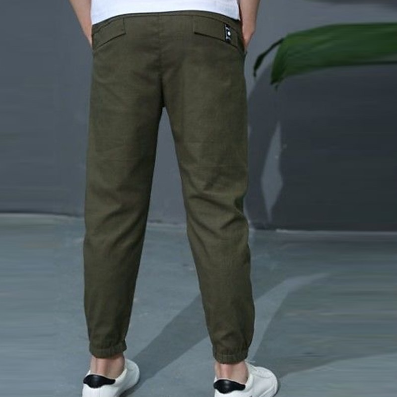 Leinenhose für Jungen, Hose mit Tasche, einfarbig, atmungsaktiv, Komforthose, Outdoor, cool, täglich, Basic, Armeegrün, Marineblau, Khaki, mittlere Taille 2026 - $19.99 –P6