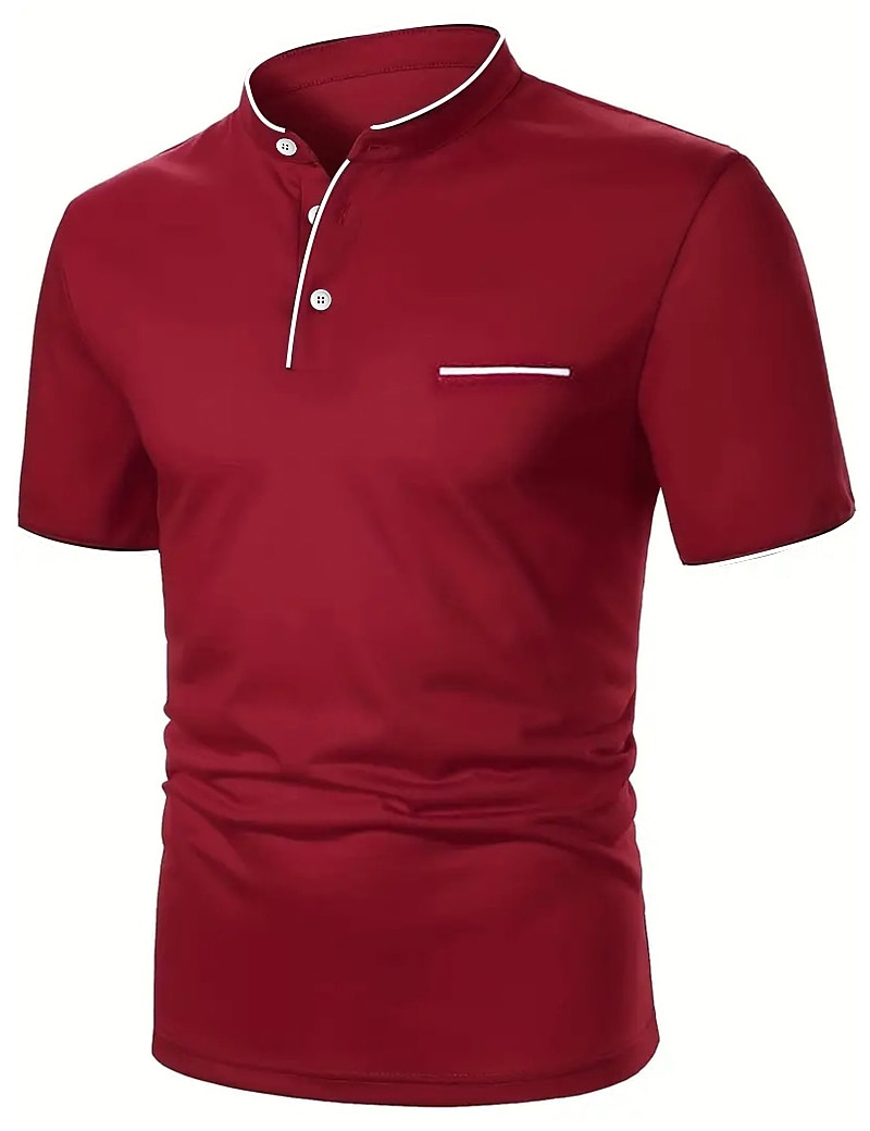 Men's Cotton Blend Polo Shirt Golf Shirt Street Casual Stand Collar Banded Collar Short Sleeve Fashion Basic Plain Classic Summer Regular Fit Navy Black White Red Cotton Blend Polo Shirt 2025 - $20.99 –P7
