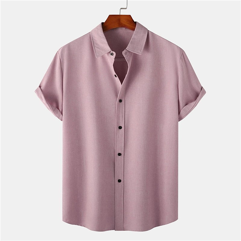 Per uomo Camicia Camicia di lino Camicia in cotone e lino Camicia Estiva Camicia casual Camicia da Spiaggia Semplice Vacanza Casuale Nero Rosa Verde scuro Viola chiaro Manica Corta Bavero Estate del 2025 a $38.99 –P7