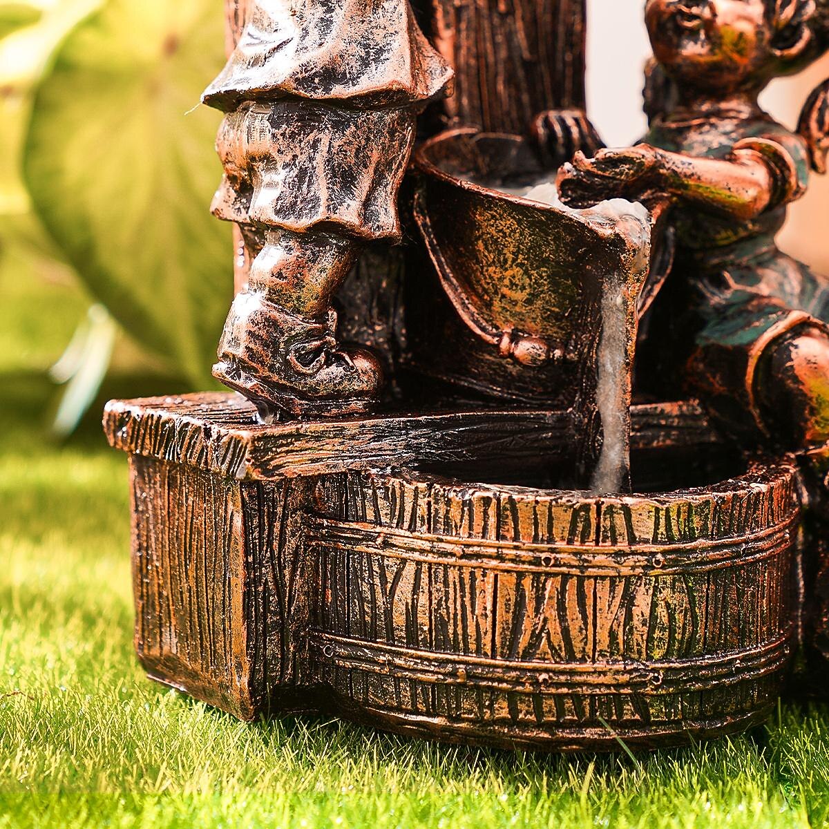 садовая статуя фонтана флуоресцентный свет ночью детская прихоть античная бронзовая скульптура фонтана ландшафтный дизайн украшение для сада газон патио балкон художественный декор 2025 - $12.99 –P5