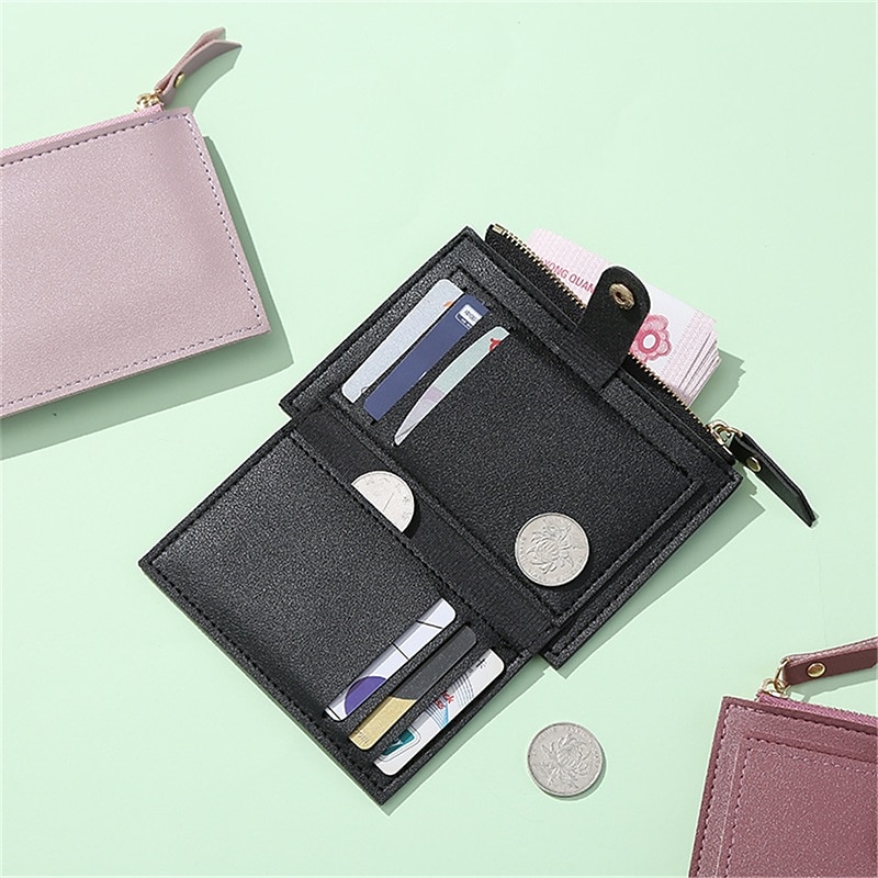 Femmes Portefeuille Porte-Cartes de Crédit faux cuir Quotidien Fête Fermeture éclair Grande capacité Imperméable Léger Couleur Unie Noir Rose Claire Rouge clair de 2026 ? $9.99 –P8