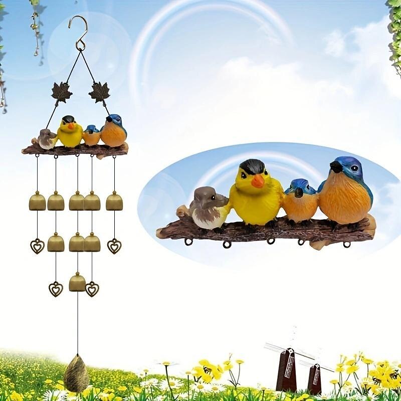 1 pc carillon éolien oiseau cardinal, carillons éoliens cloche oiseau rouge décorations extérieures ornement suspendu pour décor de jardin balcon fenêtre de 2025 ? $34.99 -P9