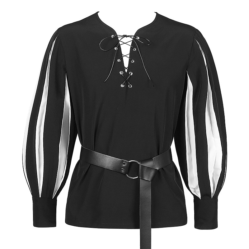 Retrò Vintage Punk & Gotico Medievale Blusa / Camicia Mascherata Tunica Fiera del Ren Cavaliere Vichingo Crociato Con Volant Blocco di colori Per uomo Celtico Costumi da pirata Carnevale Mascherata del 2025 a $38.99 –P3