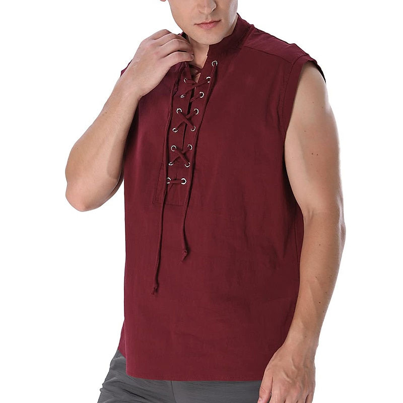 Retro / vintage Keskiaika Renessanssi Liivi T-paita Merirosvo Viikinki Naamiaispuku Miesten Merirosvo Halloween Karnevaali Naamiaiset LARP Aikuisten Pusero Kevät kesä 2026 - $25.99 –P19