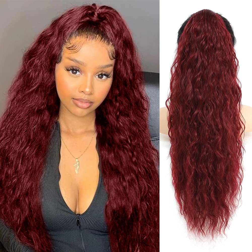 26 pouces bouclés cordon extension de queue de cheval synthétique long clip ondulé naturel dans les extensions de cheveux de queue de cheval moelleux fausses queues de cheval morceaux de cheveux pour de 2025 ? $14.99 –P2