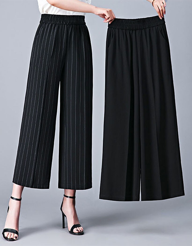 pantaloni da lavoro a gamba larga da donna pantaloni larghi tasca intera microelastico a vita alta streetwear casual strada nero bianco xl 2xl estate primavera del 2025 a $16.99 –P1