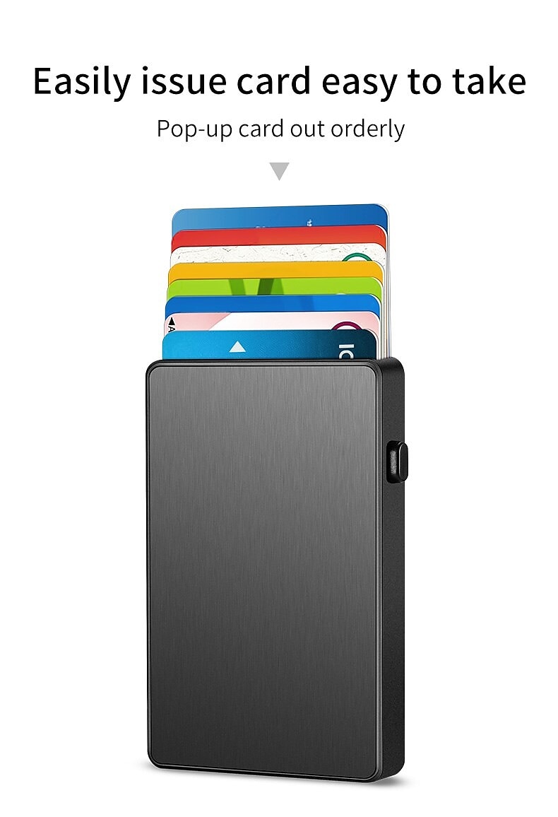Slim Aluminum Card Holder Wallet ID Credit Card Holder Mini RFID Blocking Automatic Pop Up Bank Card Case Organizer 2025 - $8.99 –P4