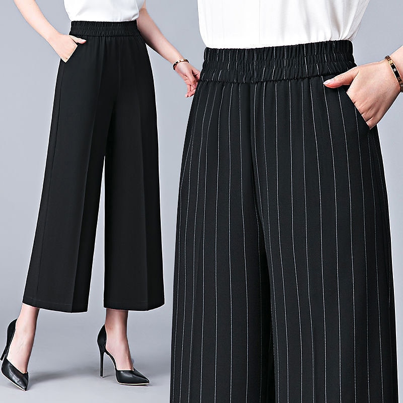 pantaloni da lavoro a gamba larga da donna pantaloni larghi tasca intera microelastico a vita alta streetwear casual strada nero bianco xl 2xl estate primavera del 2025 a $16.99 –P2