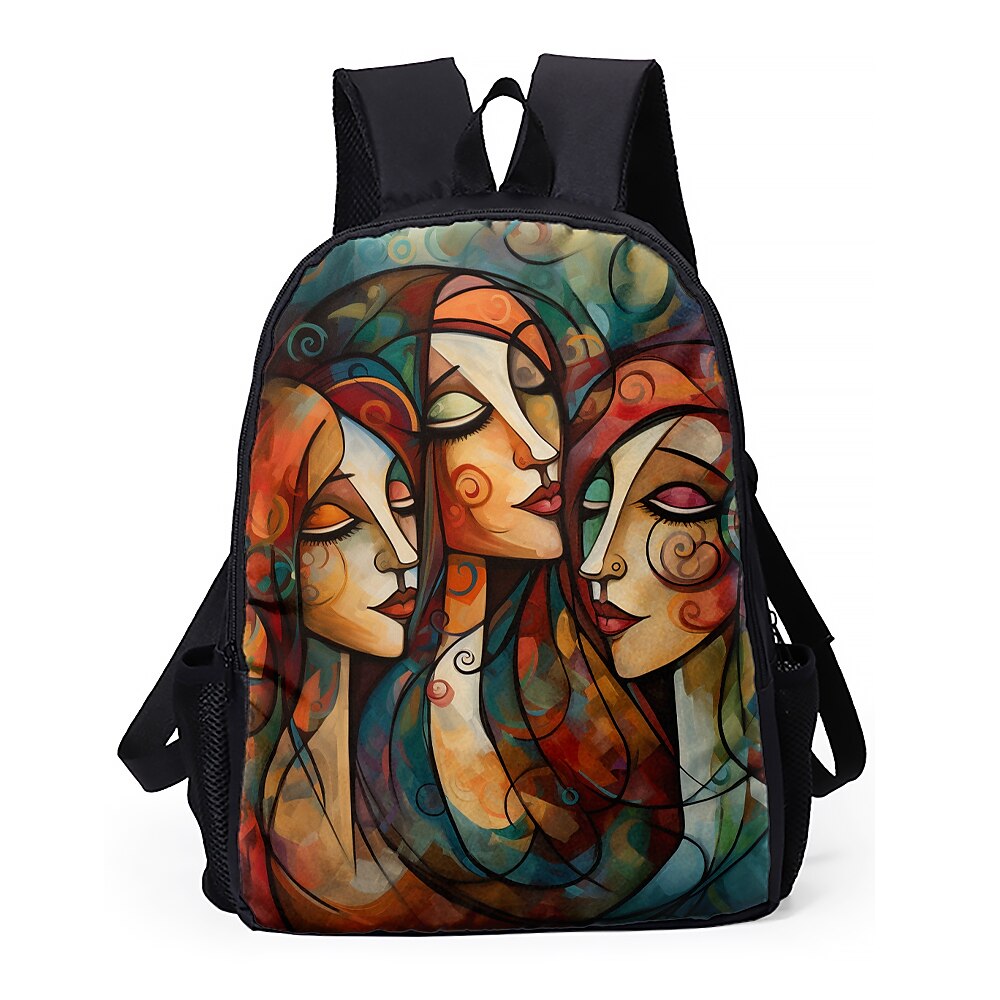 Sac à dos abstrait avec portrait féminin pour adolescentes – Sac d'école coloré avec imprimé artistique et grande capacité pour les filles élégantes de 2025 ? $26.99 –P13