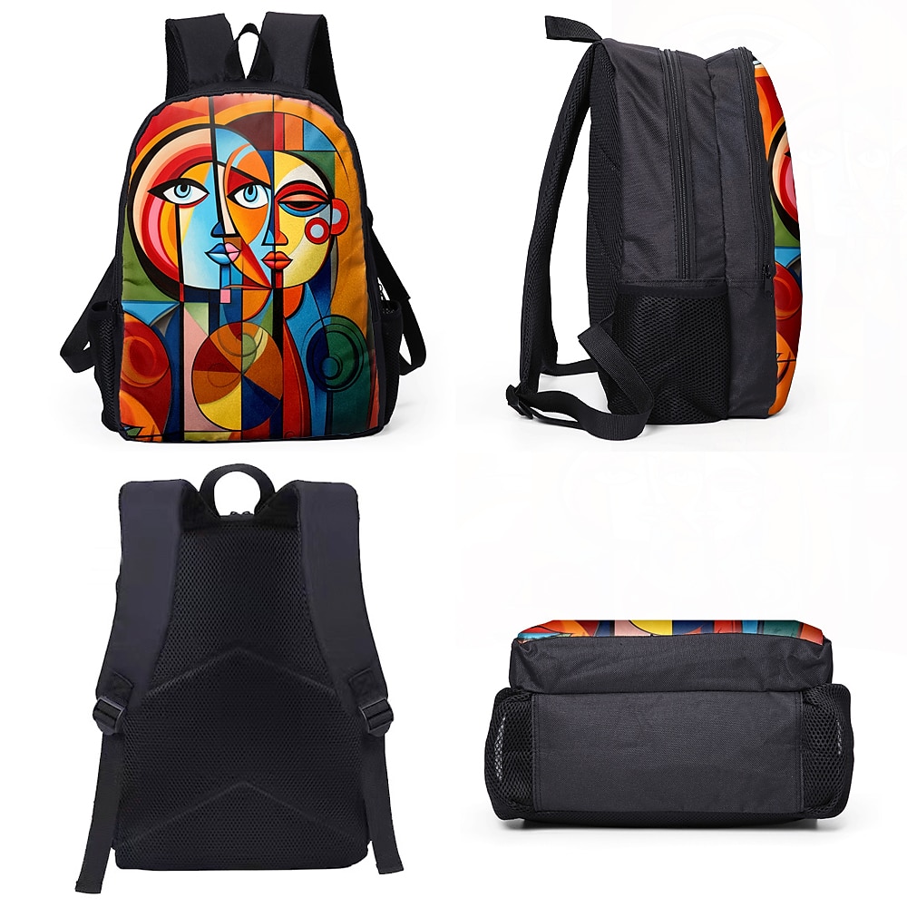 Sac à dos abstrait avec portrait féminin pour adolescentes – Sac d'école coloré avec imprimé artistique et grande capacité pour les filles élégantes de 2025 ? $26.99 –P7