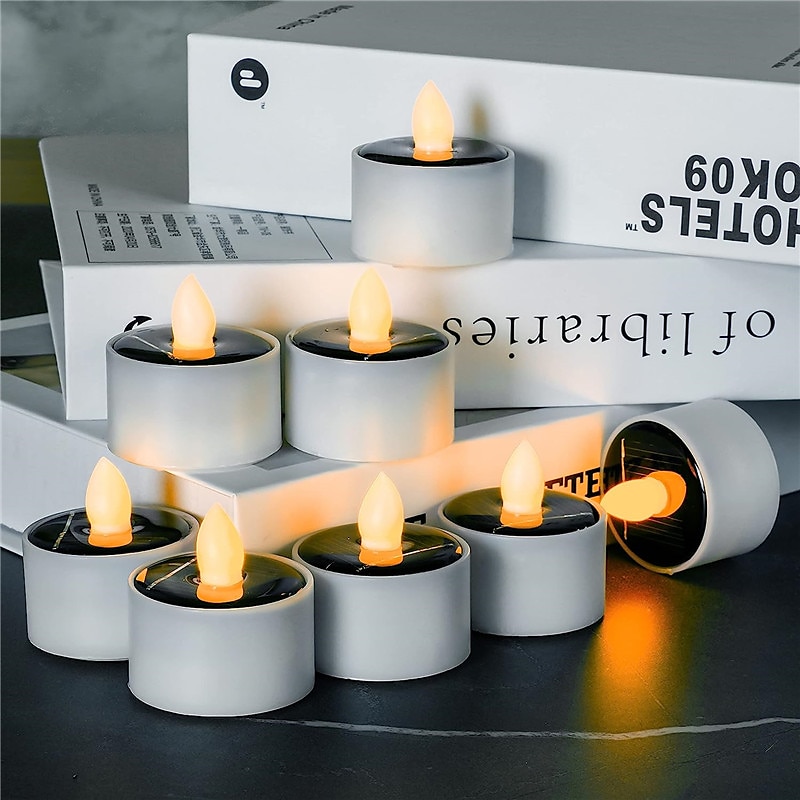 zewnętrzne wodoodporne świece słoneczne światło od zmierzchu do świtu oświetlenie ogrodu na zewnątrz wielokrotnego użytku ledowe świeczki typu tea light do latarni ogród kemping i lampa dekoracyjna do 2025 - $10.49 –P1