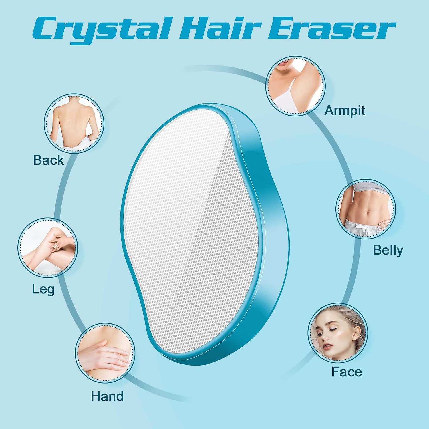 Gomme à cheveux en cristal pour femmes et hommes, dispositif d'épilation en cristal réutilisable outil d'épilation exfoliation indolore magique, gomme à cheveux magique pour les jambes des bras de 2025 ? $14.99 –P6