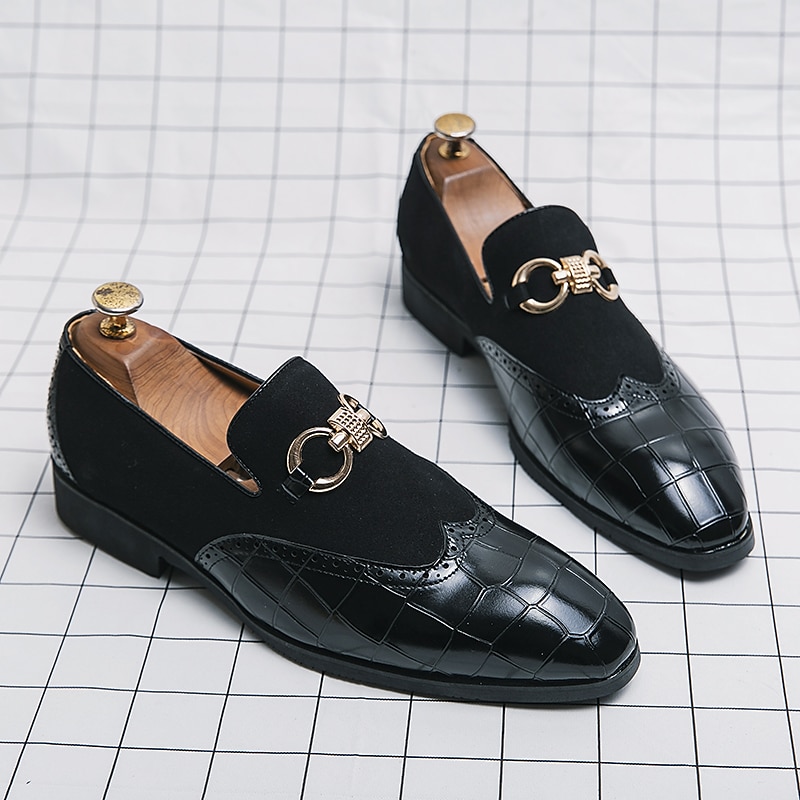 gröna loafers i konstläder för män med krokodilmönster och guldspänne - snygga högtidsskor för kontor, affärs- och fritidskläder 2025 - $46.99 –P20