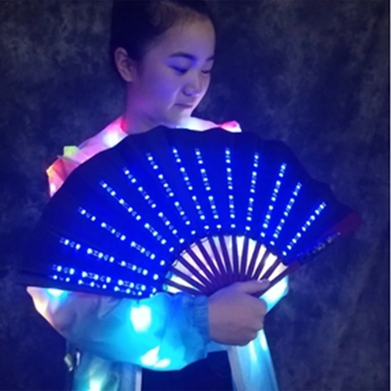 glöd fällbar led fläkt dansljus nattshow dj fluorescerande bar nattklubb fest presenter halloween dekoration färg växlande fläkt 2025 - $19.99 –P8