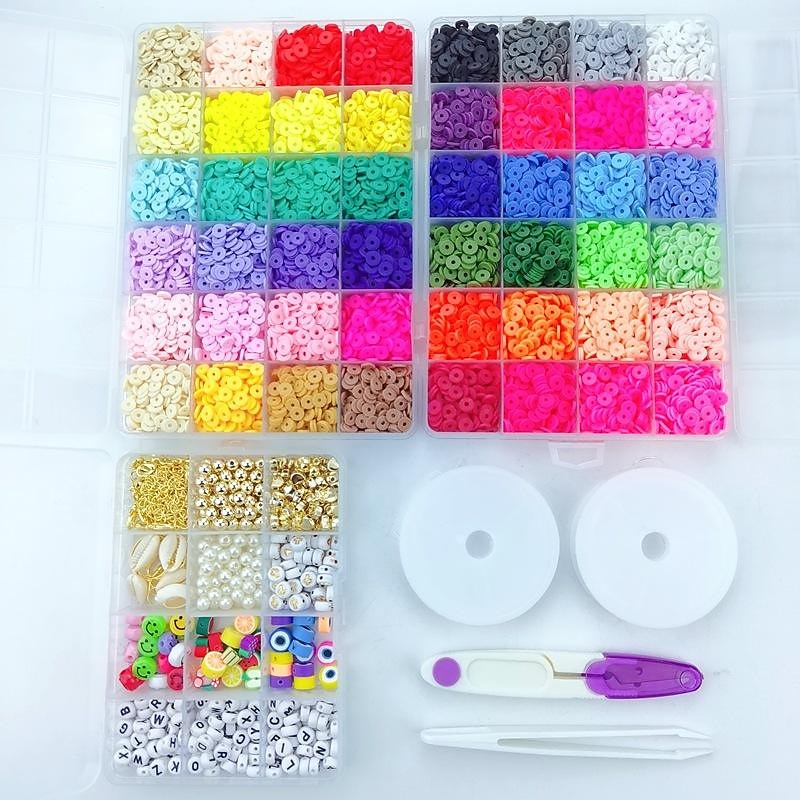 12000 Pcs Clay Beads for Bracelet Making, Paodey 48 Colors 3 Boxes