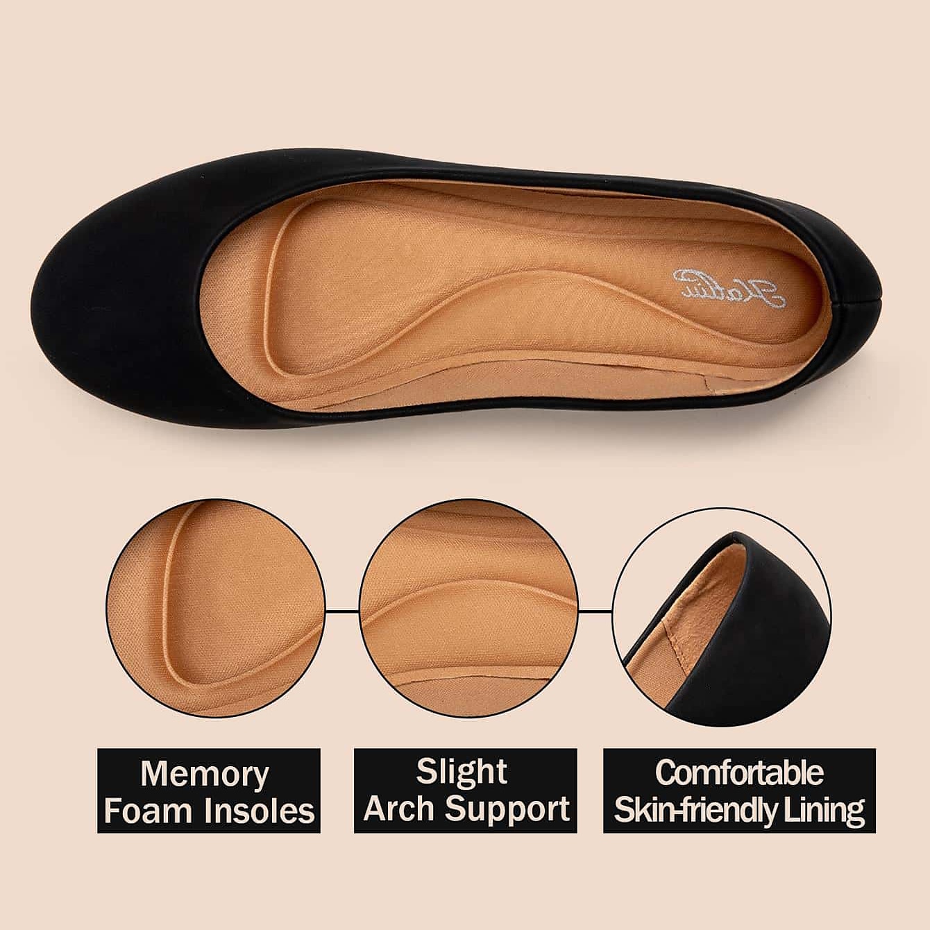 Women's Foldable Black Ballet Flats – Lightweight Comfortable Travel Shoes with Flexible Sole 2025 - GBP £17 –P5