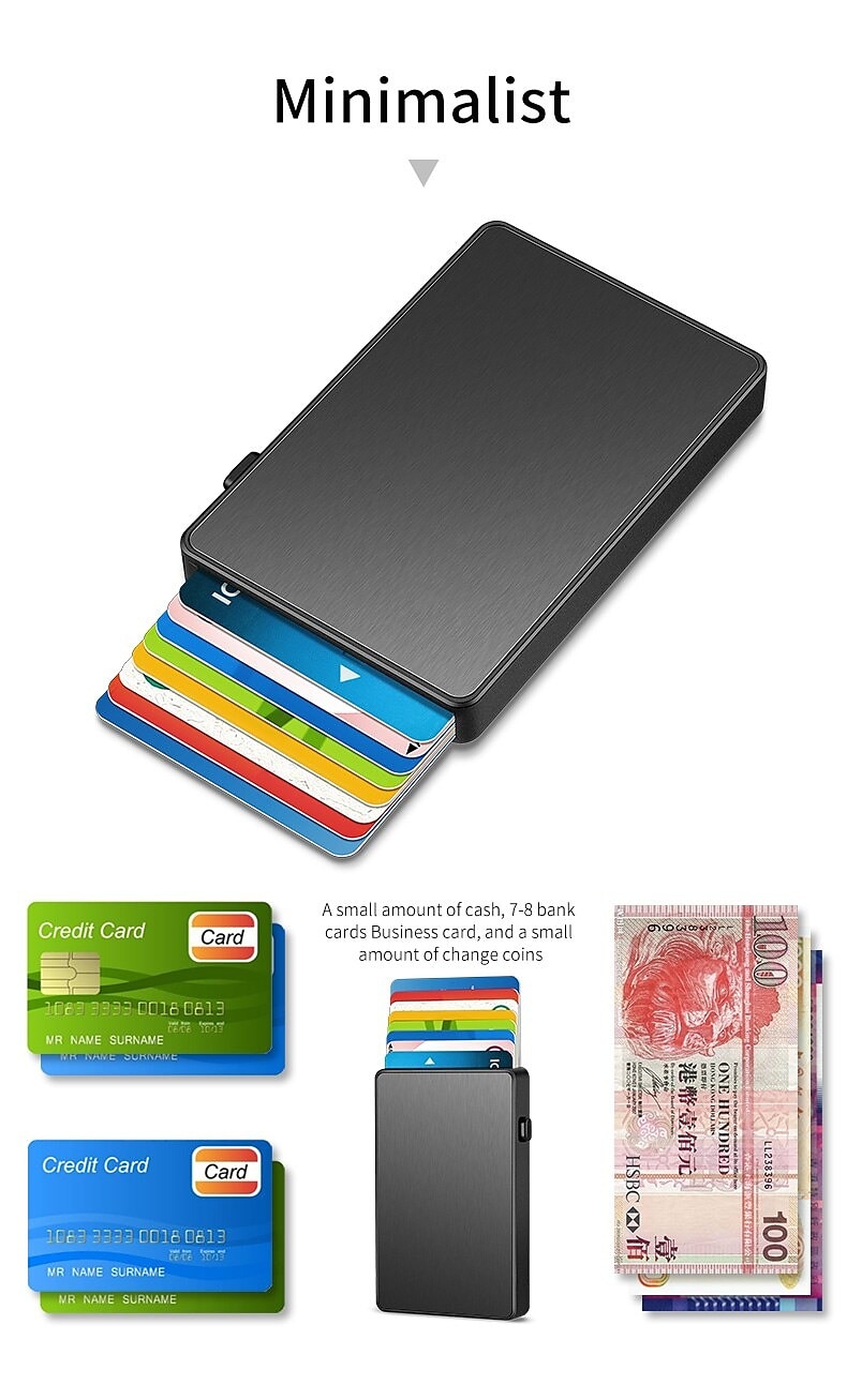 Slim Aluminum Card Holder Wallet ID Credit Card Holder Mini RFID Blocking Automatic Pop Up Bank Card Case Organizer 2025 - $8.99 –P5