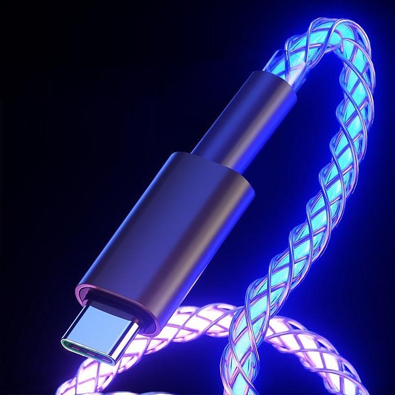 snabbladdning rgb kabel 100w andningsljus 66w typ c usb c datakabel för iphone samsung android micro 30w snabbladdningskabel 2025 - $11.99 –P3
