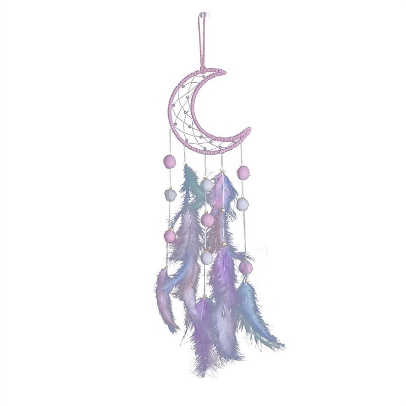 1 peça apanhador de sonhos, padrão de lua de gato, penas de miçangas, apanhador de sonhos, decoração de parede para pendurar em casa, enfeite para quarto de criança de 2025 por $11.99 –P17