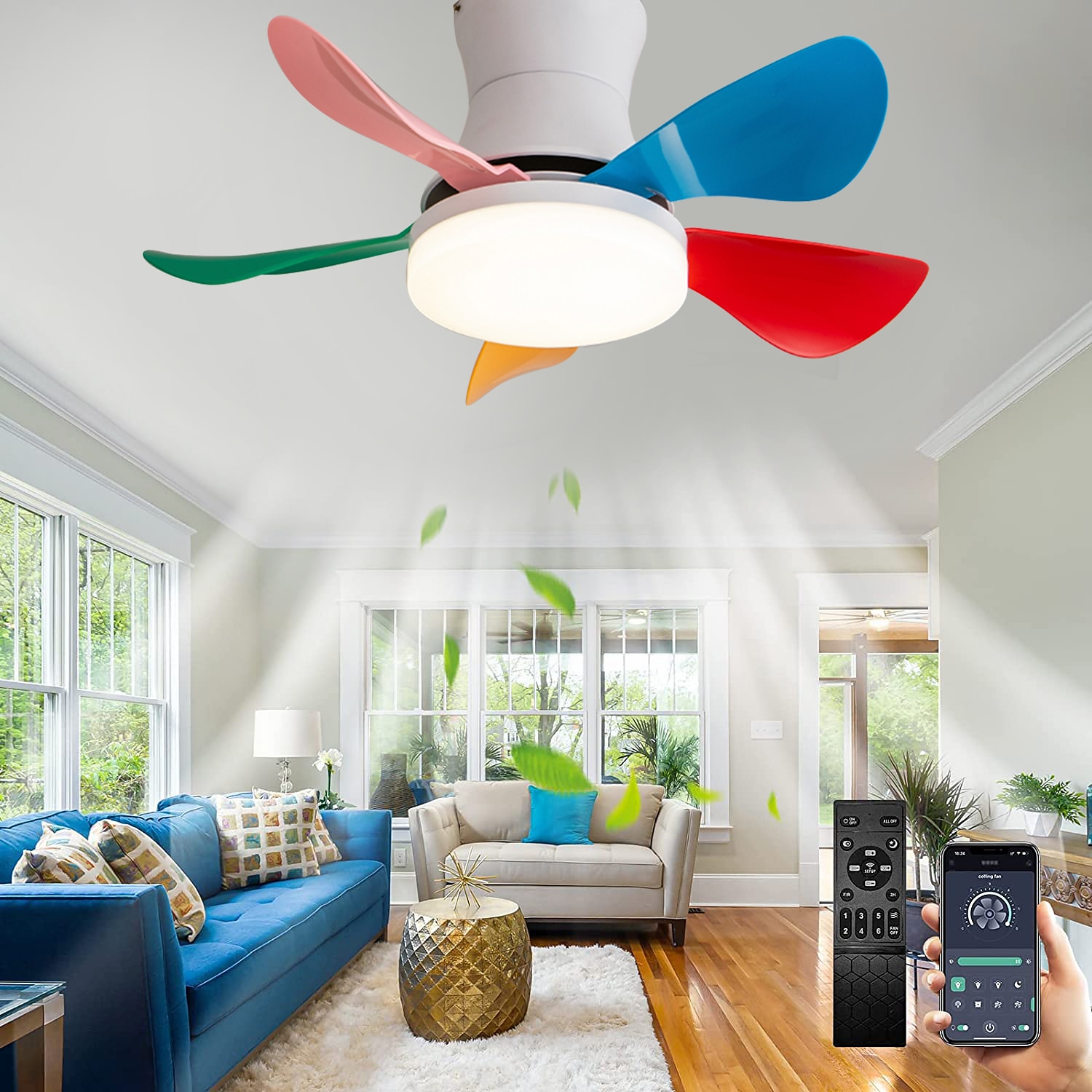 LED Ceiling Fans Dimmable with Remote Contral 82cm Flush Mount Ceiling Lamp Acrylic Lampshade Chandelier Bedroom Living Room 2025 - $359.89 –P8