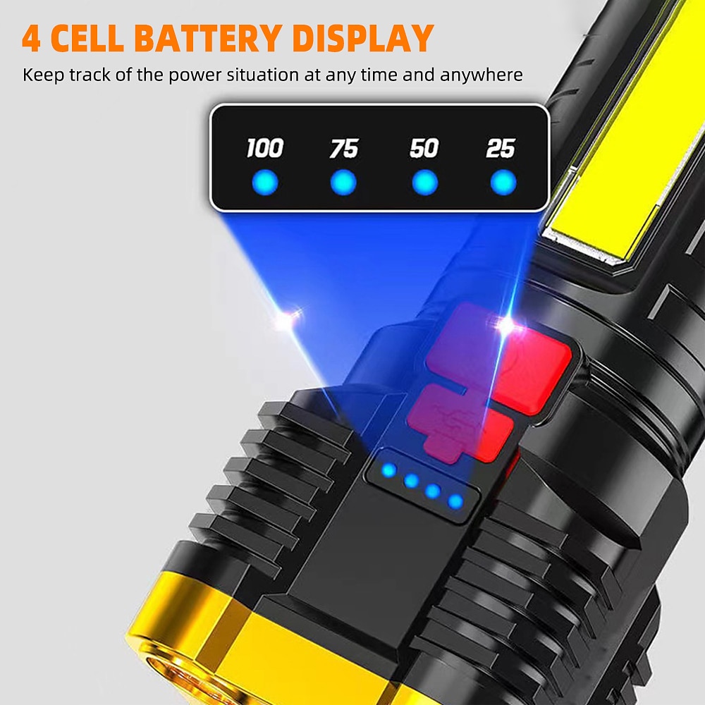 2025年 5LED 多機能明るい懐中電灯屋外ポータブル cob サイドライト作業灯 usb 充電式  コレクション – $11.99 –P7