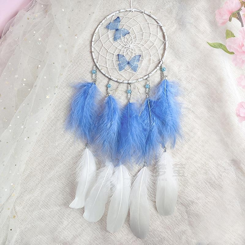 Butterfly Dream Catcher Handmade Gift Feather Hook Flower Wind Chime with One Circle Ornament Wall Hanging Decor Art Boho Style 16x65cm/6.2''x25.5'' 2025 - $10.49 –P5
