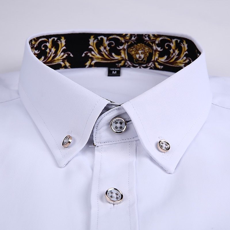 Per uomo Camicia Camicie Camicia abbottonata Resistente alle rughe Camicia con bottoni Liscio Matrimonio Ufficio e carriera Nero Bianco Vino Blu reale Manica lunga Collo ripiegabile Primavera del 2025 a $21.99 –P19