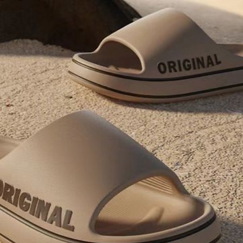 Men's Slippers Slippers Vintage Casual Beach Home Daily Beach Walking Shoes EVA Breathable Sand color Black White Summer Spring 2023 - US $15.85 –P1