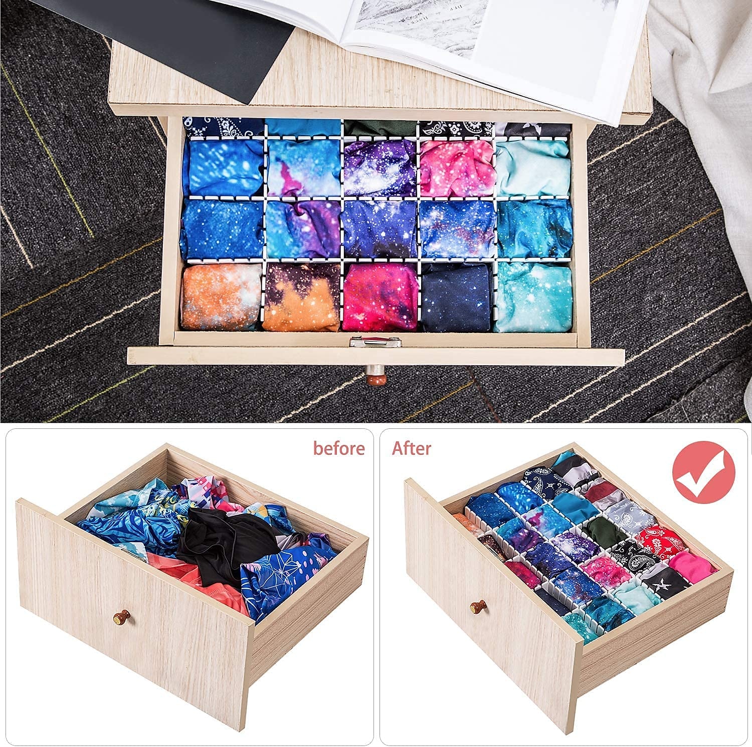 5/10PCS Adjustable Drawer Divider DIY Storage Shelves Household Free Combination Partition Board Makeup Sock Underwear Organizer 2025 - $16.49 –P5