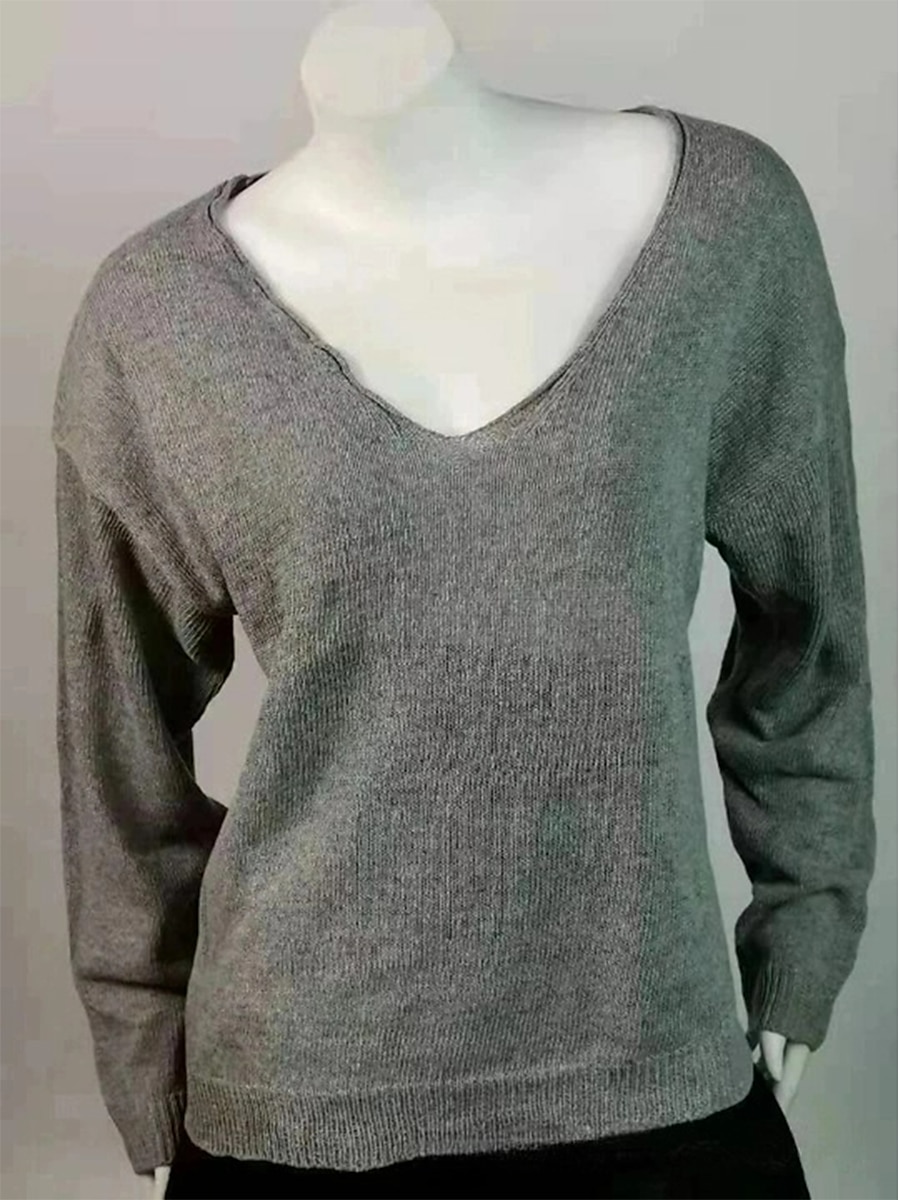 Women's Pullover Sweater Oversized Jumper Knitted Solid Color Stylish Basic Casual Long Sleeve Regular Fit Sweater Cardigans V Neck Fall Winter Black Purple Gray / Holiday 2025 - $27.99 –P5