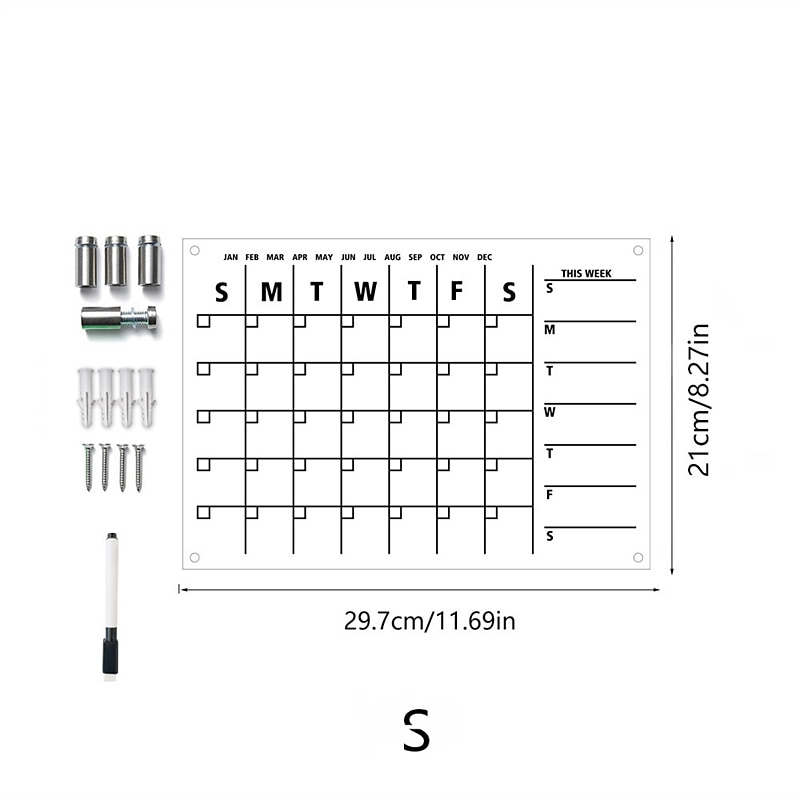 1 Stück Wand-Acryl-Wochenplaner-Tafel, klar, trocken löschbar, Kalenderplaner, wiederverwendbar, wöchentlich, täglich, To-do-Liste, Basteltisch 2025 - $17.99 –P1