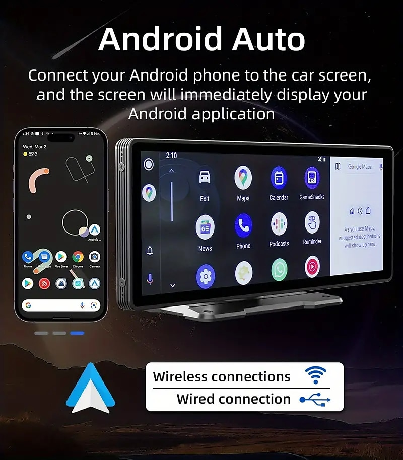 2025年 ワイヤレス carplay カーステレオ 10 インチ ips タッチポータブルカー再生画面オーディオカーラジオ受信機 android カー bt siri/google アシスタントマルチメディアプレーヤー コレクション – $181.99 –P2