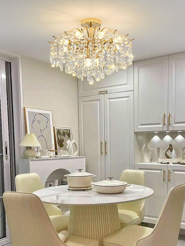 светодиодные люстры, современная роскошь, 42/50/60/80 см, 6/6/12/14-светлый золотой кристалл для домашнего интерьера, кухни, спальни, железное искусство, лампа на ветке дерева, креативная лампа, свет теплого белого цвета, 110-240 В 2025 - $326.79 –P2