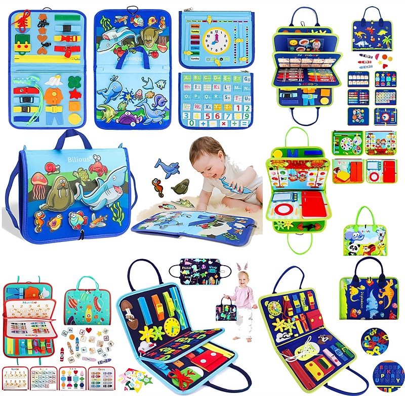 Juguetes Montessori tablero de labores de fieltro bolsa rompecabezas de educación temprana tablero de aprendizaje capacitación Montessori para niños pequeños Materiales de enseñanza Regalo de Navidad 2026 - $37.99 –P2