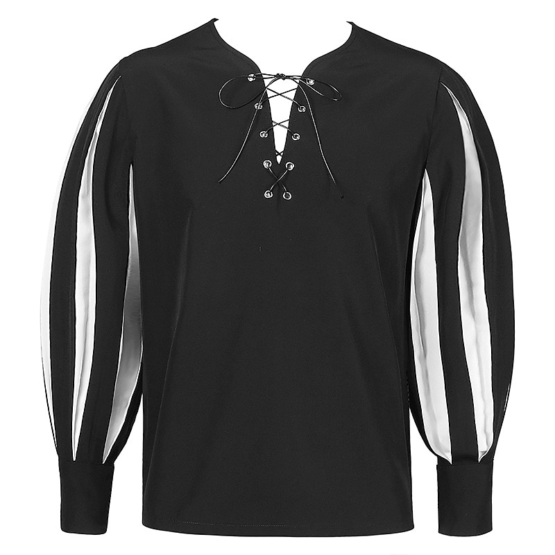 Retrò Vintage Punk & Gotico Medievale Blusa / Camicia Mascherata Tunica Fiera del Ren Cavaliere Vichingo Crociato Con Volant Blocco di colori Per uomo Celtico Costumi da pirata Carnevale Mascherata del 2025 a $38.99 –P5