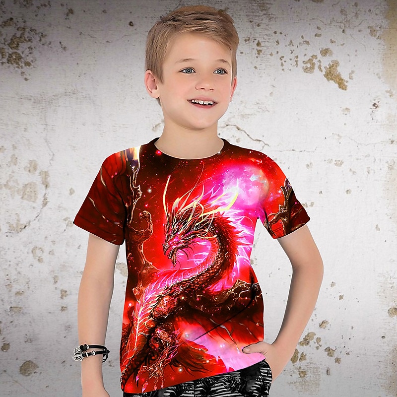 Boys 3D Graphic Animal Dragon T shirt Tee Short Sleeve 3D Print Summer Spring Active Sports Fashion Kids 3-12 Years Outdoor Casual Daily Regular Fit 2025 - $11.99 –P6