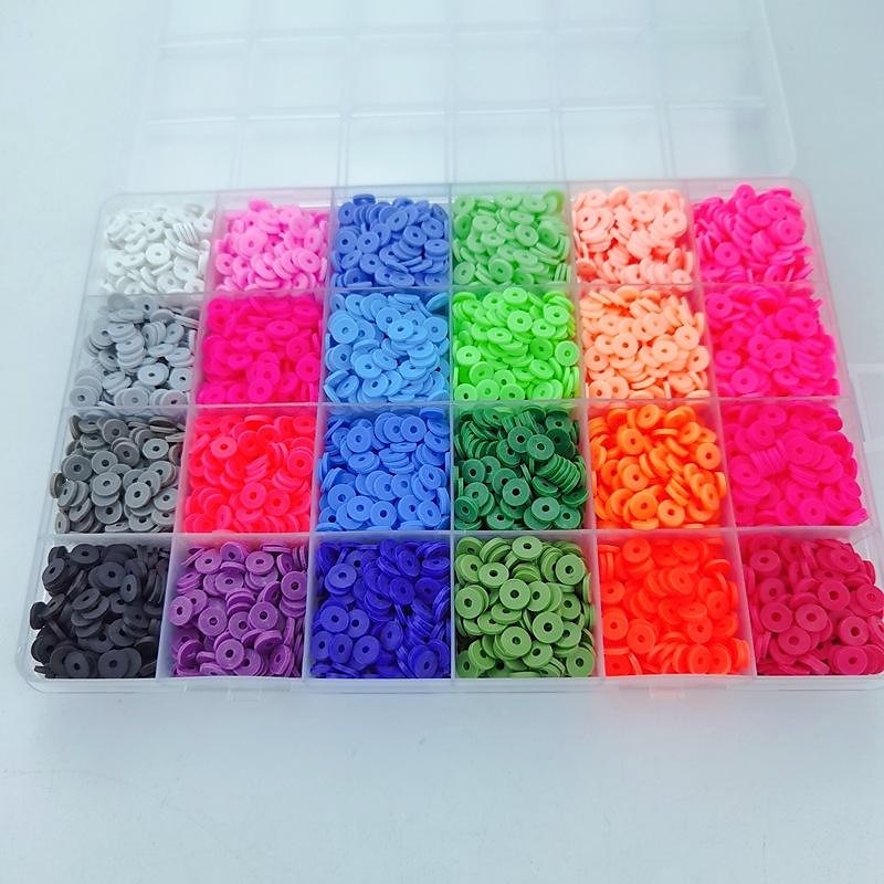 12000 Stück Tonperlen für die Armbandherstellung, Paodey, 48 Farben, 3 Boxen, flache Tonperlen, Heishi-Perlen mit Anhänger-Charm-Set und elastischen Schnüren für die Schmuckherstellung, Armbänder, Halsketten, Geschenksets 2025 - $28.99 –P10