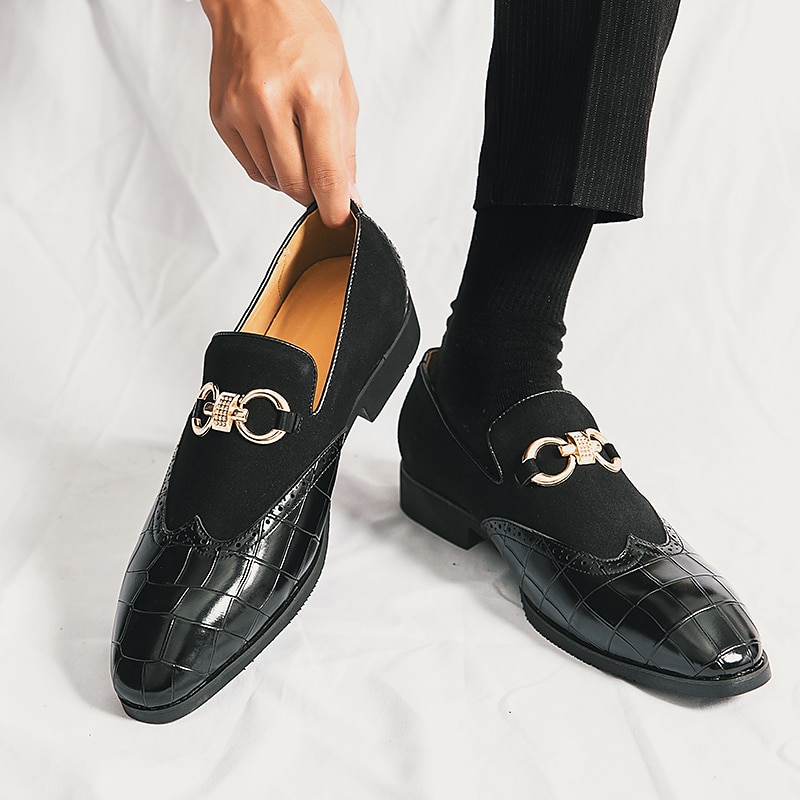 gröna loafers i konstläder för män med krokodilmönster och guldspänne - snygga högtidsskor för kontor, affärs- och fritidskläder 2025 - $46.99 –P11