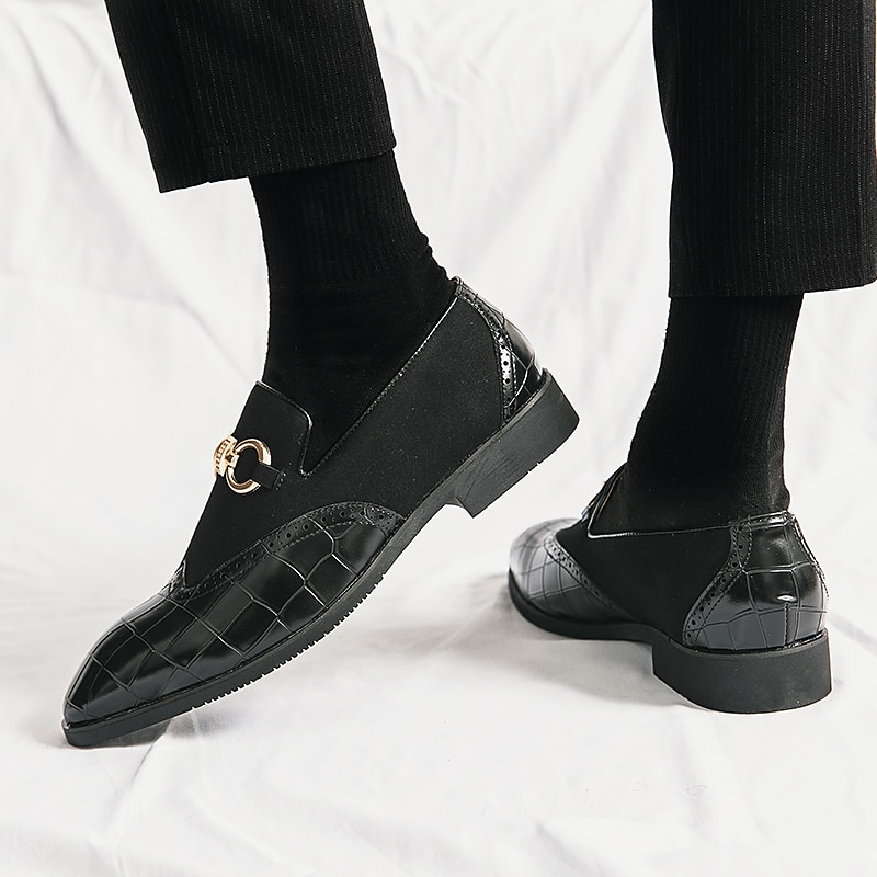 gröna loafers i konstläder för män med krokodilmönster och guldspänne - snygga högtidsskor för kontor, affärs- och fritidskläder 2025 - $46.99 –P10