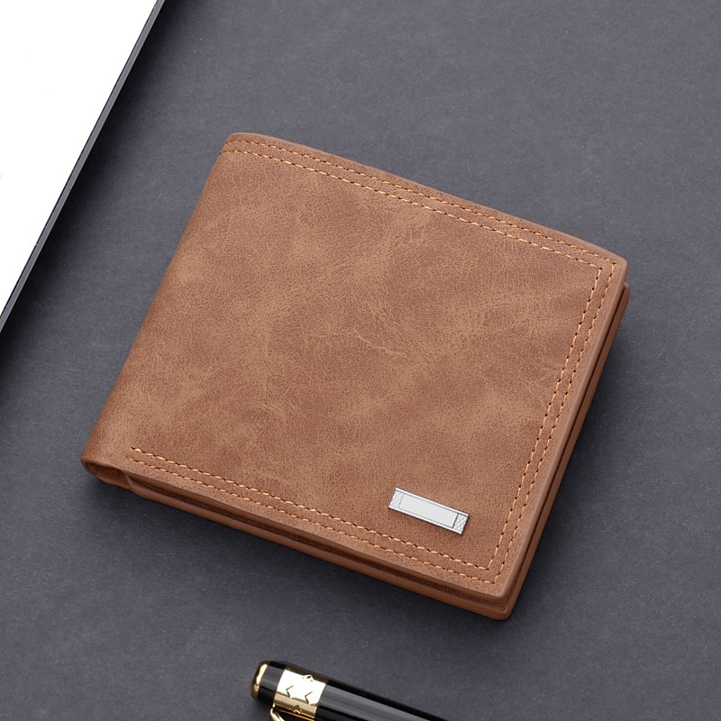 Men'S Solid Color Pu Leather Wallets