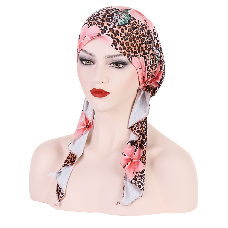 ženy tištěné předvázaný šátek elastický muslimský ženský turban měkký klobouk vypadávání vlasů pokrývka hlavy zábal pokrývka hlavy napínací šátek 2025 - $12.99 –P3