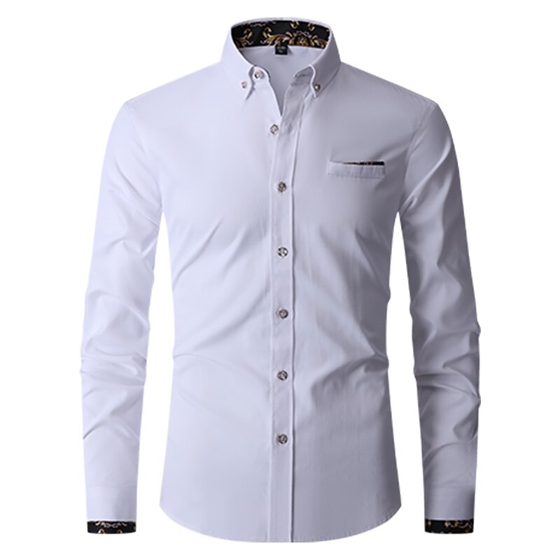 Per uomo Camicia Camicie Camicia abbottonata Resistente alle rughe Camicia con bottoni Liscio Matrimonio Ufficio e carriera Nero Bianco Vino Blu reale Manica lunga Collo ripiegabile Primavera del 2025 a $21.99 –P1