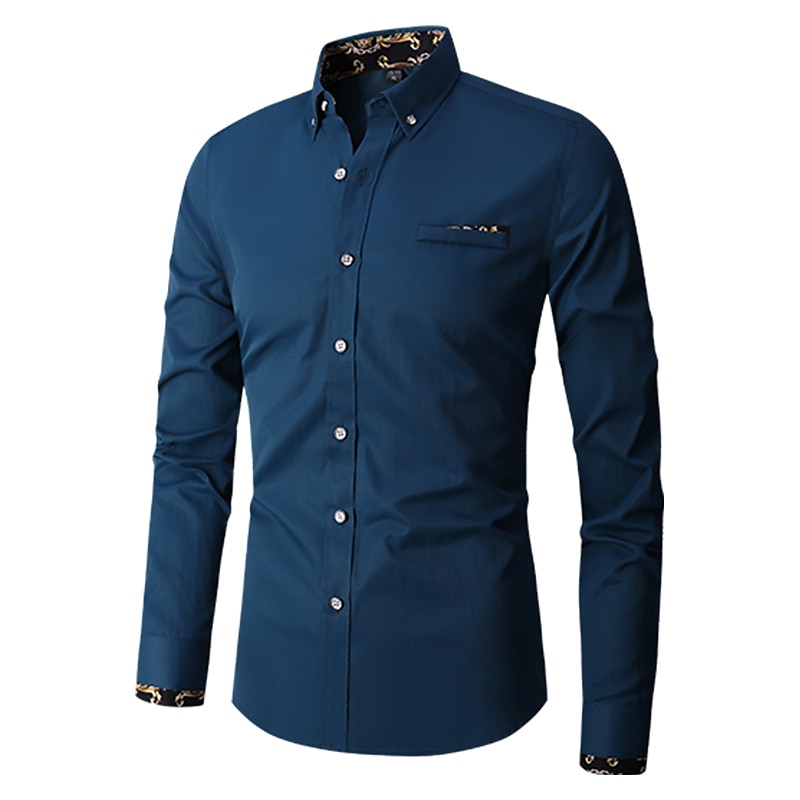 Per uomo Camicia Camicie Camicia abbottonata Resistente alle rughe Camicia con bottoni Liscio Matrimonio Ufficio e carriera Nero Bianco Vino Blu reale Manica lunga Collo ripiegabile Primavera del 2025 a $21.99 –P17