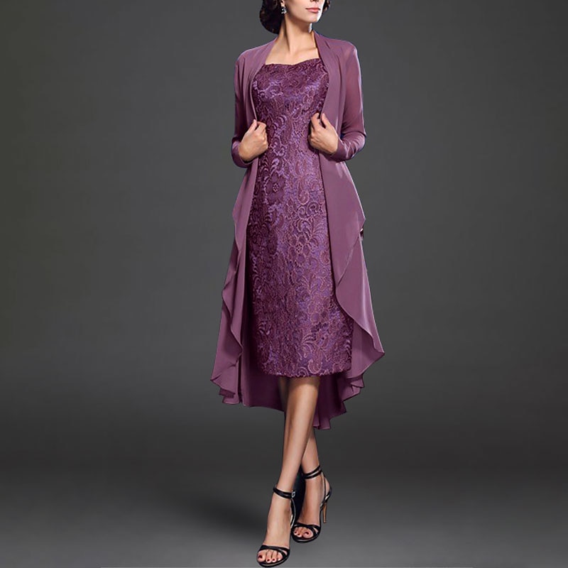 Paarse Sjaal  Wrap Moeder's Bruiloft Gast Wrap Pure Elegante Lange Mouw Chiffon Bruiloft Wraps Met Pure Kleur Voor Feestavond Lente  Zomer jurk om indruk te maken 2025 - $37.99 –P1
