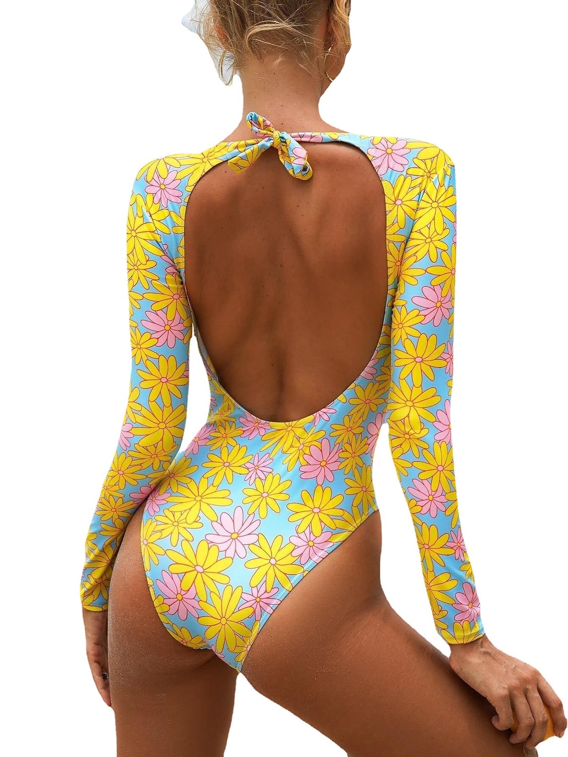 Per donna Costume da bagno Traforato Body Costume da bagno Floreale Costumi da bagno Arancione Protezione solare UV Traspirante Asciugatura rapida Manica lunga - Nuoto Surf Spiaggia Autunno Primavera del 2026 a $26.99 –P6