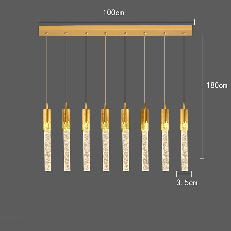 lampada a sospensione a led dimmerabile 1/2/4/5/8 testa lampada moderna in cristallo per isola da cucina, illuminazione a sospensione regolabile per isola cucina, lampadario a led in oro nero per sala del 2025 a $490.49 –P5